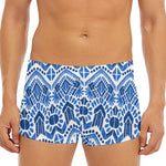 Blue And White Aztec Pattern Print Men's Short Boxer Briefs