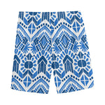 Blue And White Aztec Pattern Print Men's Sports Shorts