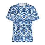 Blue And White Aztec Pattern Print Men's Sports T-Shirt