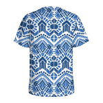 Blue And White Aztec Pattern Print Men's Sports T-Shirt