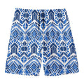 Blue And White Aztec Pattern Print Men's Swim Trunks
