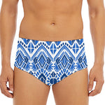 Blue And White Aztec Pattern Print Men's Triangle Swim Briefs