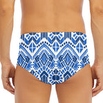 Blue And White Aztec Pattern Print Men's Triangle Swim Briefs