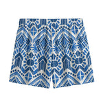 Blue And White Aztec Pattern Print Mesh Shorts