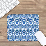Blue And White Aztec Pattern Print Mouse Pad