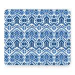 Blue And White Aztec Pattern Print Mouse Pad