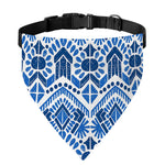 Blue And White Aztec Pattern Print Over The Collar Dog Bandana