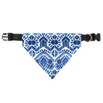 Blue And White Aztec Pattern Print Over The Collar Dog Bandana
