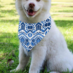 Blue And White Aztec Pattern Print Over The Collar Dog Bandana