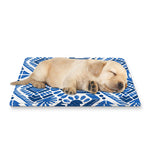 Blue And White Aztec Pattern Print Pet Cooling Mat Cover