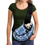 Blue And White Aztec Pattern Print Pet Sling Carrier