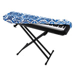 Blue And White Aztec Pattern Print Piano Keyboard Cover