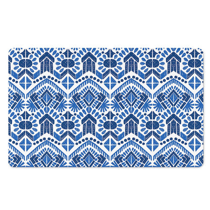 Blue And White Aztec Pattern Print Polyester Doormat