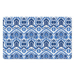 Blue And White Aztec Pattern Print Polyester Doormat