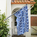 Blue And White Aztec Pattern Print Polyester Flag
