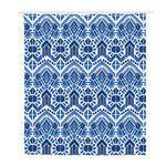 Blue And White Aztec Pattern Print Polyester Shower Curtain