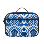 Blue And White Aztec Pattern Print Portable Lunch Bag
