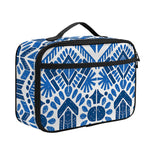 Blue And White Aztec Pattern Print Portable Lunch Bag