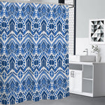 Blue And White Aztec Pattern Print Premium Shower Curtain