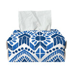 Blue And White Aztec Pattern Print Rectangle Tissue Box Cover