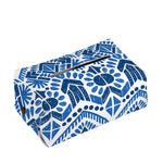 Blue And White Aztec Pattern Print Rectangle Tissue Box Cover