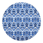 Blue And White Aztec Pattern Print Round Blanket