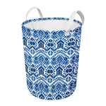 Blue And White Aztec Pattern Print Round Laundry Basket