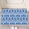 Blue And White Aztec Pattern Print Rubber Doormat