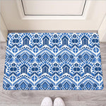 Blue And White Aztec Pattern Print Rubber Doormat