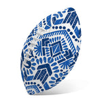 Blue And White Aztec Pattern Print Rugby Ball
