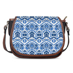 Blue And White Aztec Pattern Print Saddle Bag