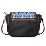 Blue And White Aztec Pattern Print Saddle Bag