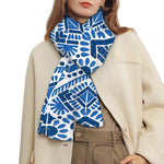 Blue And White Aztec Pattern Print Scarf