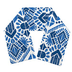 Blue And White Aztec Pattern Print Scarf