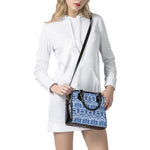 Blue And White Aztec Pattern Print Shoulder Handbag