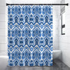 Blue And White Aztec Pattern Print Shower Curtain