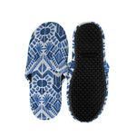 Blue And White Aztec Pattern Print Slippers