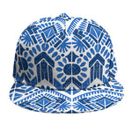 Blue And White Aztec Pattern Print Snapback Cap