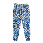 Blue And White Aztec Pattern Print Sweatpants
