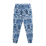 Blue And White Aztec Pattern Print Sweatpants