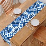 Blue And White Aztec Pattern Print Table Runner