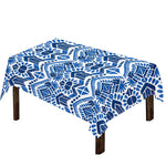 Blue And White Aztec Pattern Print Tablecloth