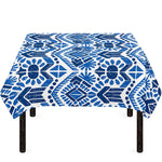 Blue And White Aztec Pattern Print Tablecloth
