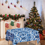 Blue And White Aztec Pattern Print Tablecloth