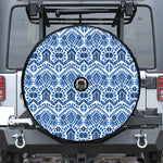 Blue And White Aztec Pattern Print Tire Cover With Camera Hole