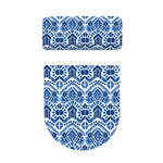 Blue And White Aztec Pattern Print Toilet Lid And Tank Cover Set