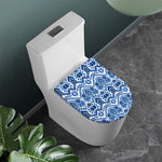 Blue And White Aztec Pattern Print Toilet Lid Cover