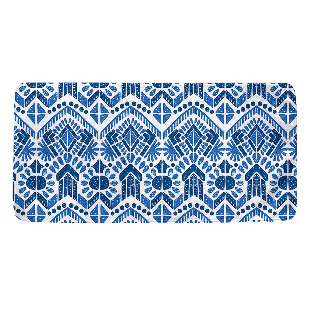 Blue And White Aztec Pattern Print Towel