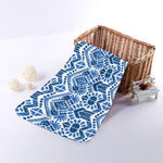 Blue And White Aztec Pattern Print Towel