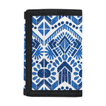 Blue And White Aztec Pattern Print Trifold Wallet